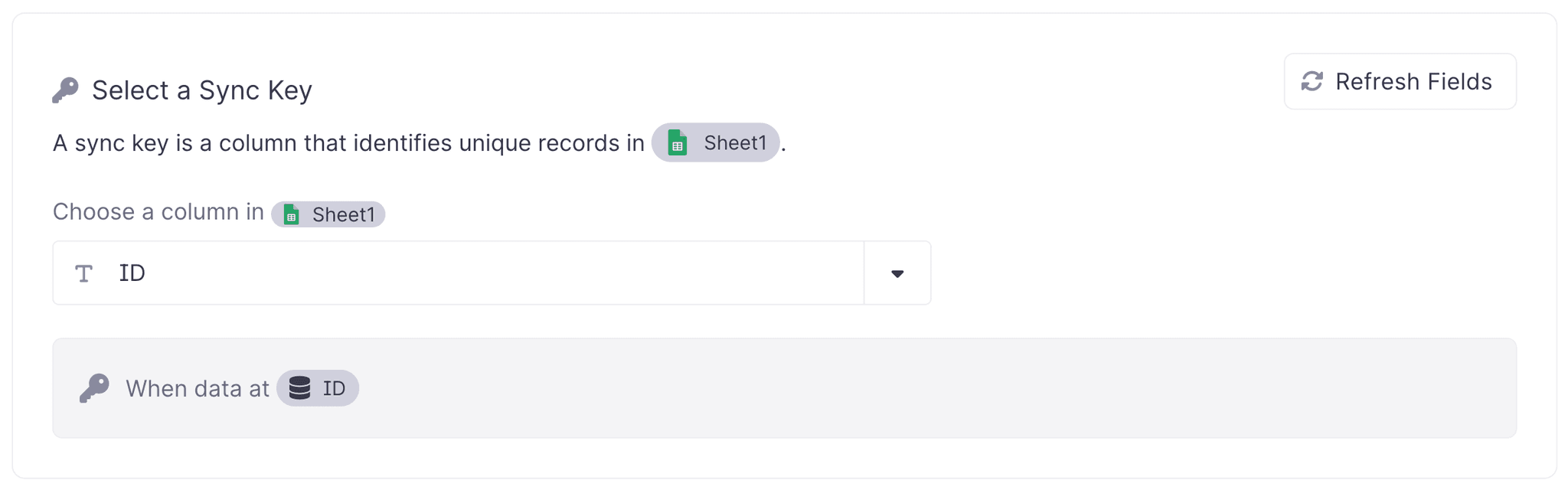 Select a sync key for your user ID mapping